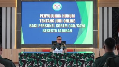 Korem 045/Gaya Selenggarakan Kegiatan Penyuluhan hukum terkait dengan Judi Online